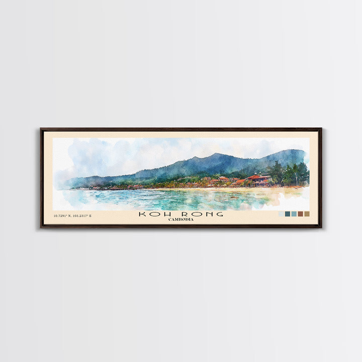 Koh Rong, Cambodia Watercolor Beach Print, Vacation Gift, Cambodia Wall Art, Framed Canvas Print, Framed Beach Painting