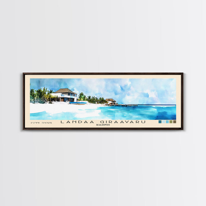 Landaa Giraavaru, Maldives Watercolor Beach Print, Vacation Gift, Maldives Wall Art, Beach Painting, Beach Decor, Beach Painting
