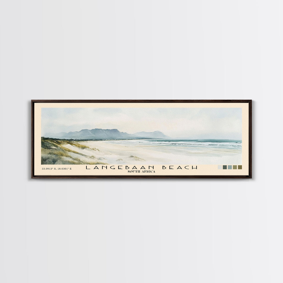 Langebaan Beach, South Africa Watercolor Print, Vacation Gift, South Africa Wall Art, Beach Painting, Beach Decor, Large Wall Art, Wood Frame Art