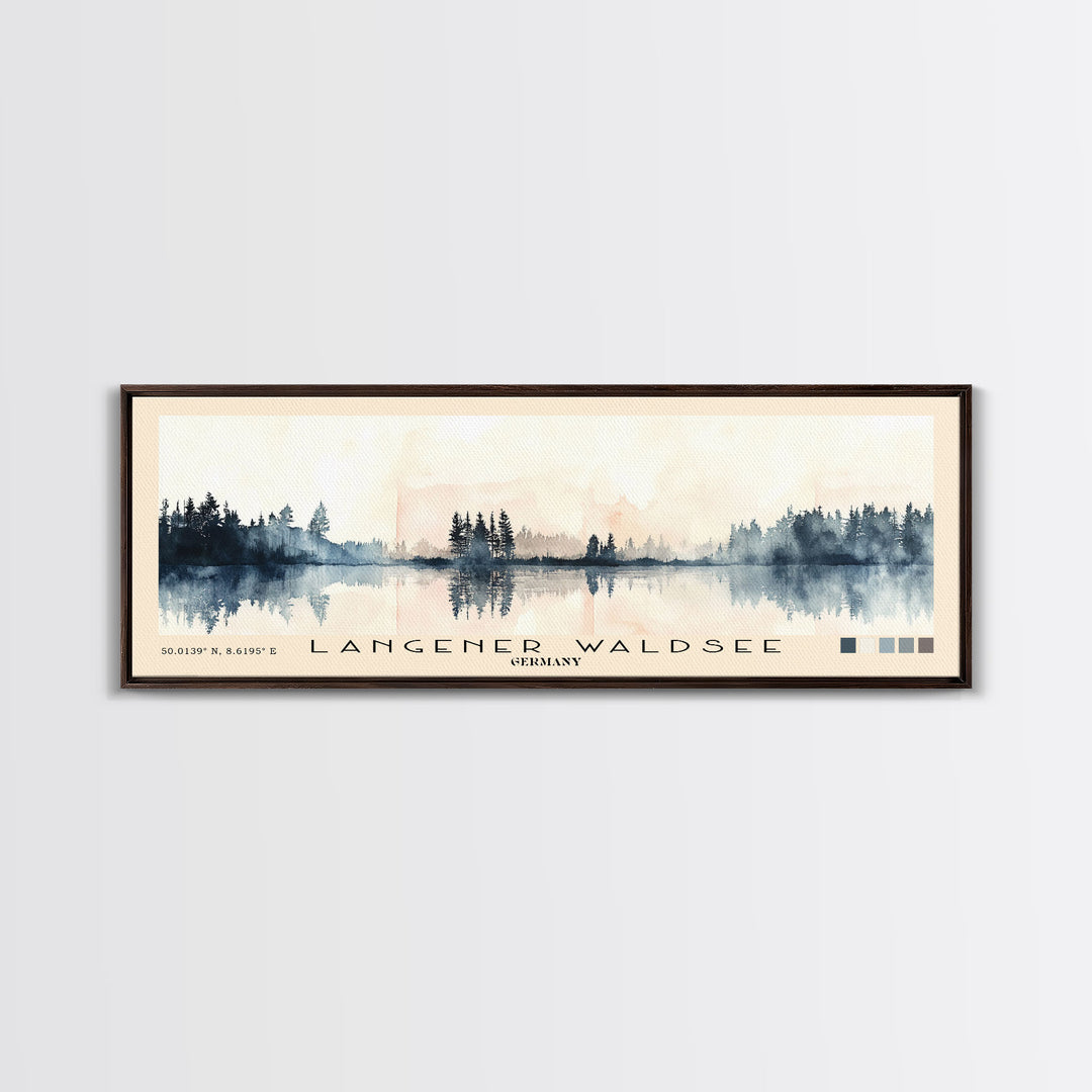 Langener Waldsee, Germany Watercolor Beach Print, Vacation Gift, Germany Wall Art, Framed Canvas Print, Framed Beach Painting