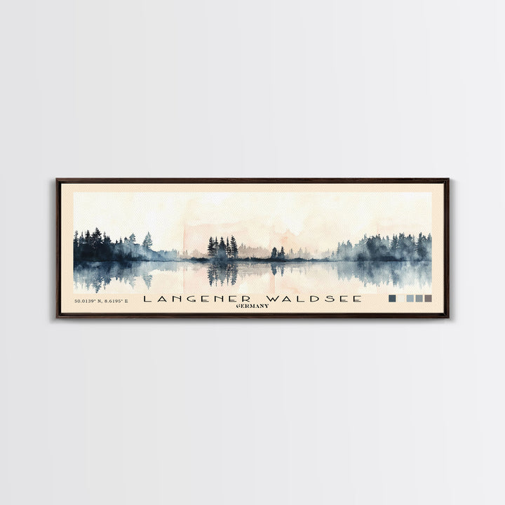 Langener Waldsee, Germany Watercolor Beach Print, Vacation Gift, Germany Wall Art, Framed Canvas Print, Framed Beach Painting