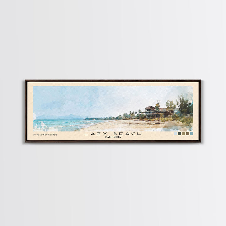 Lazy Beach, Cambodia Watercolor Beach Print, Vacation Gift, Cambodia Wall Art, Beach Painting, Beach Decor, Beach Painting