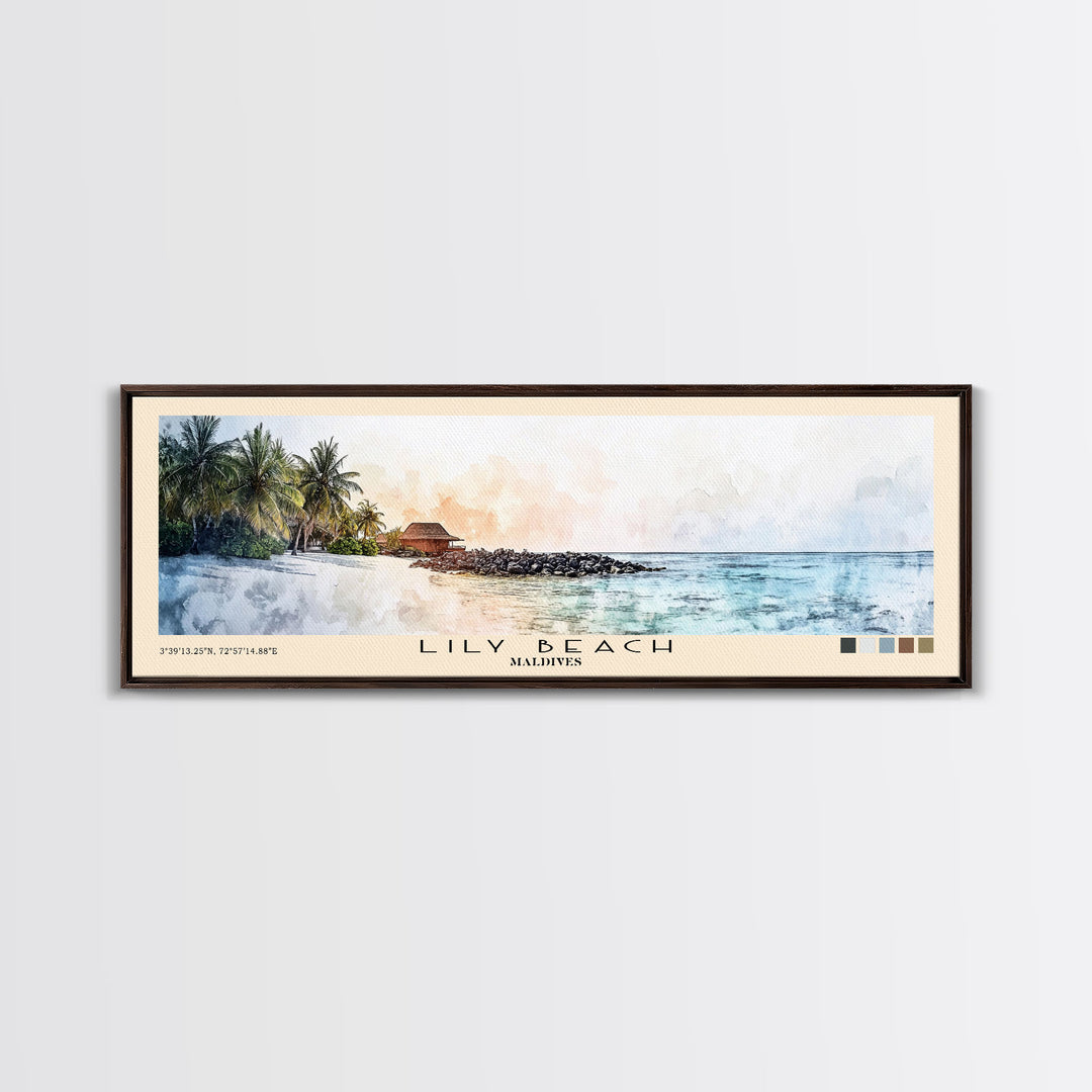 Lily Beach, Maldives Watercolor Beach Print, Vacation Gift, Maldives Wall Art, Beach Painting, Beach Decor, Beach Painting