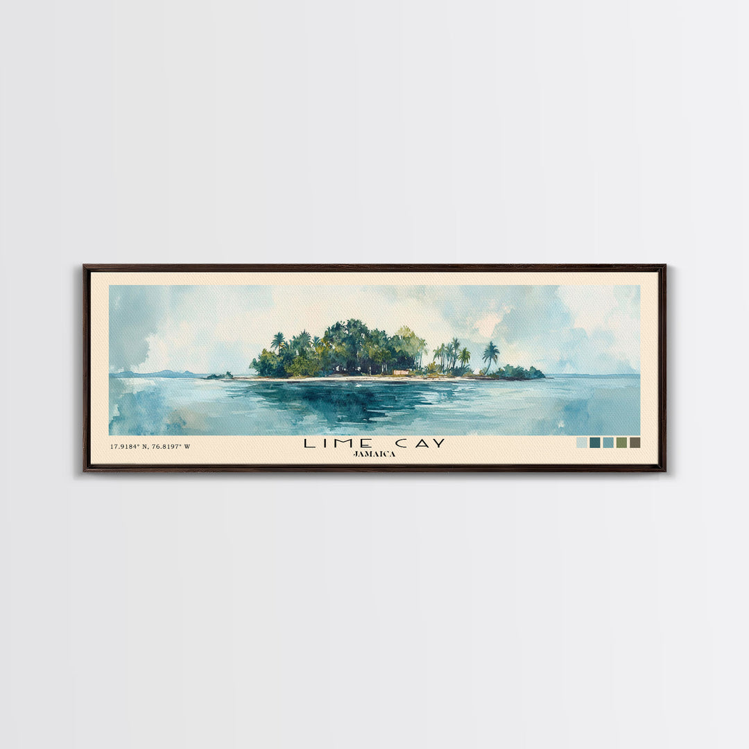 Lime Cay, Jamaica Watercolor Print, Vacation Gift, Jamaica Wall Art, Beach Painting, Beach Decor, Large Wall Art, Wood Frame Art