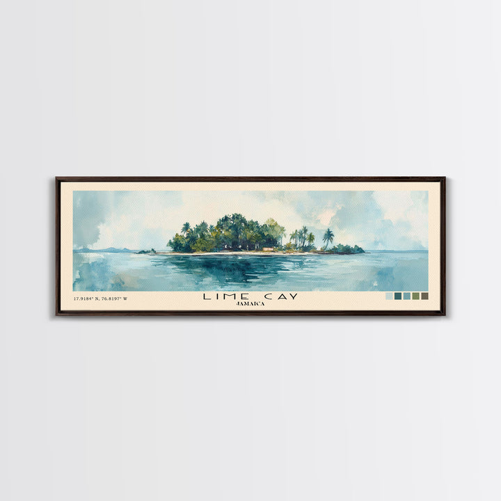 Lime Cay, Jamaica Watercolor Print, Vacation Gift, Jamaica Wall Art, Beach Painting, Beach Decor, Large Wall Art, Wood Frame Art