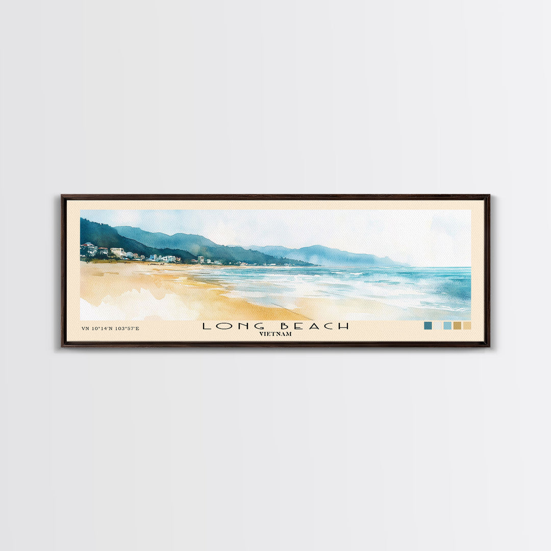 Long Beach, Vietnam Watercolor Beach Print, Vacation Gift, Vietnam Wall Art, Beach Painting, Beach Decor, Beach Painting