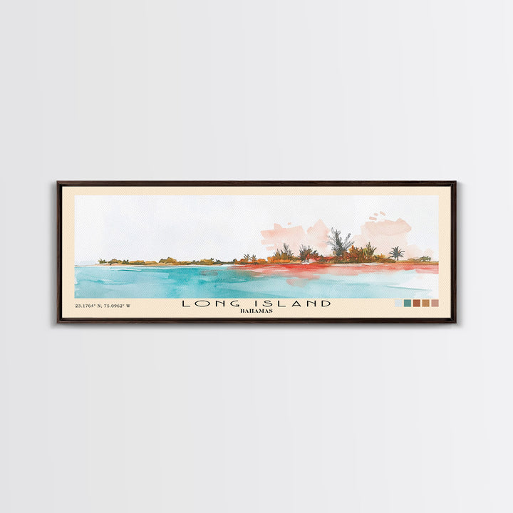 Long Island, Bahamas Watercolor Beach Print, Vacation Gift, Bahamas Wall Art, Framed Canvas Print, Framed Beach Painting