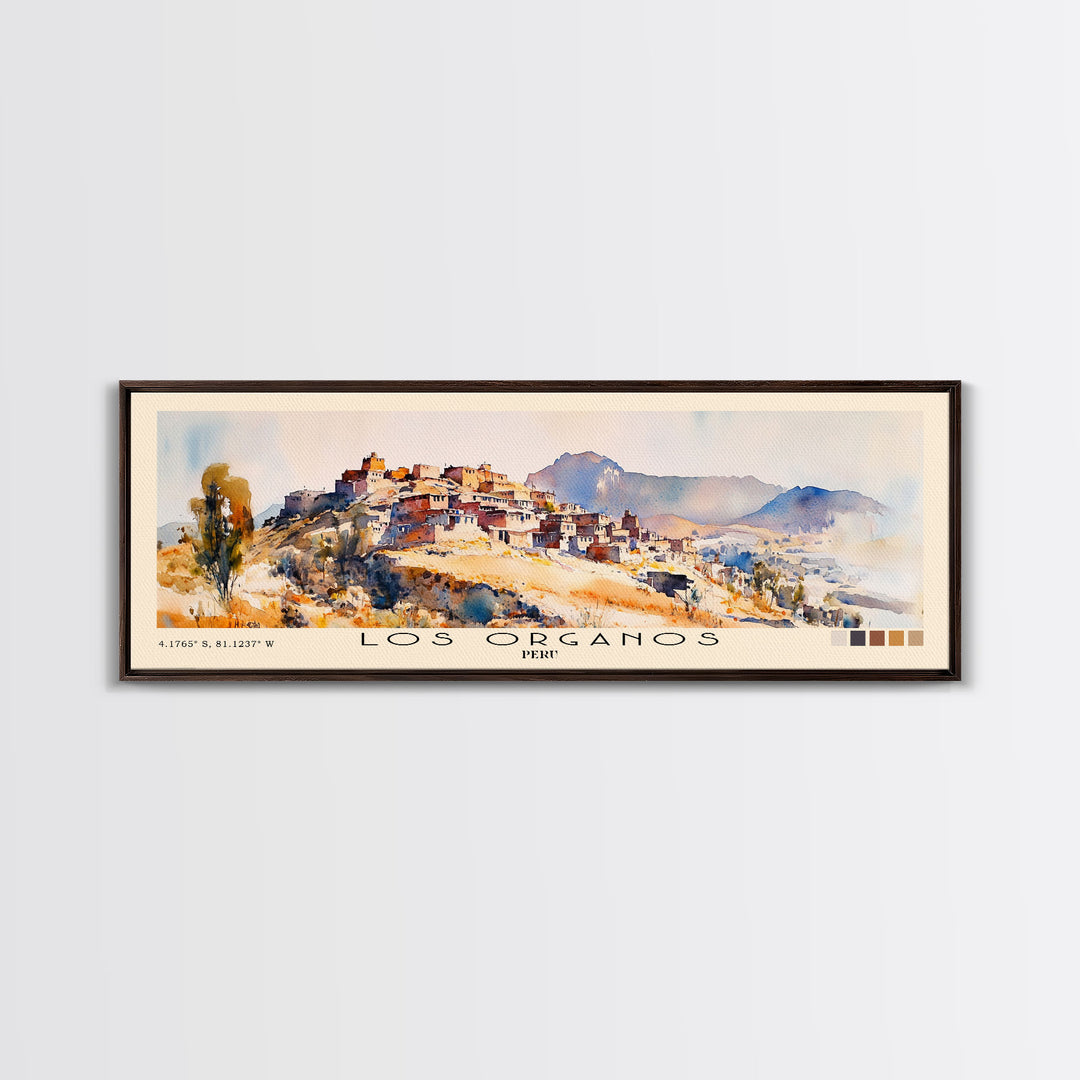 Los Organos, Peru Watercolor Print, Vacation Gift, Peru Wall Art, Beach Painting, Beach Decor, Large Wall Art, Wood Frame Art