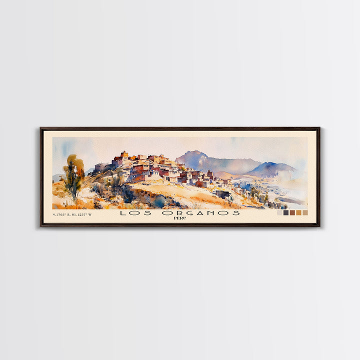 Los Organos, Peru Watercolor Print, Vacation Gift, Peru Wall Art, Beach Painting, Beach Decor, Large Wall Art, Wood Frame Art