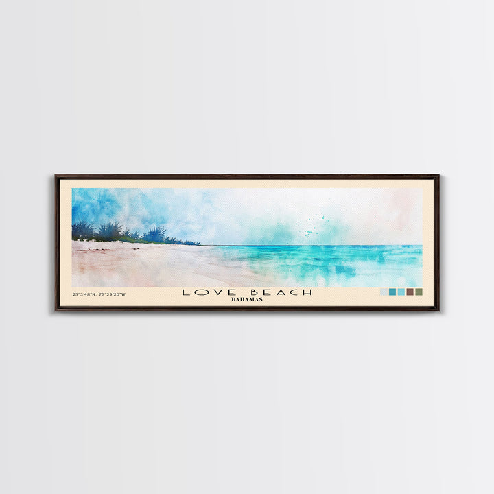 Love Beach, Bahamas Watercolor Print, Vacation Gift, Bahamas Wall Art, Vacation Wall Art, Vacatation Memories, Beach Decor, Beach Or Lakehouse Art