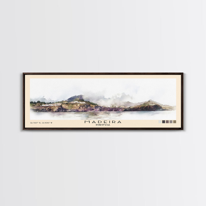 Madeira, Portugal Watercolor Beach Print, Vacation Gift, Portugal Wall Art, Beach Painting, Beach Decor, Beach Painting