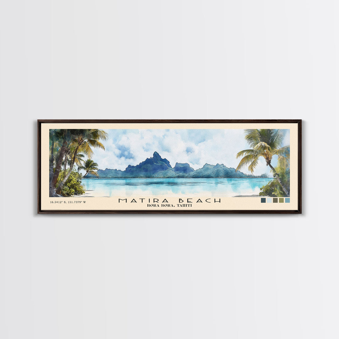 Matira Beach, Bora Bora, Tahiti Watercolor Beach Print, Vacation Gift, Bora Bora, Tahiti Wall Art, Beach Painting, Beach Decor, Beach Painting