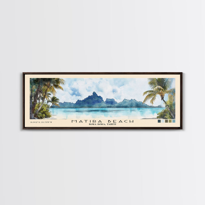 Matira Beach, Bora Bora, Tahiti Watercolor Beach Print, Vacation Gift, Bora Bora, Tahiti Wall Art, Beach Painting, Beach Decor, Beach Painting