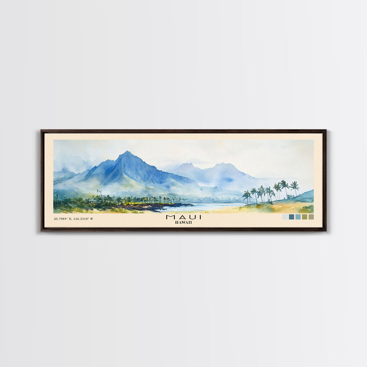 Maui, Hawaii Watercolor Print, Vacation Gift, Hawaii Wall Art, Beach Painting, Beach Decor, Large Wall Art, Wood Frame Art