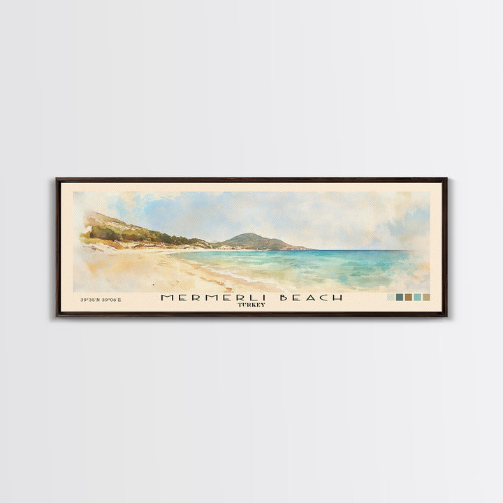 Mermerli Beach, Turkey Watercolor Print, Vacation Gift, Turkey Wall Art, Beach Painting, Beach Decor, Beach Or Lakehouse Art