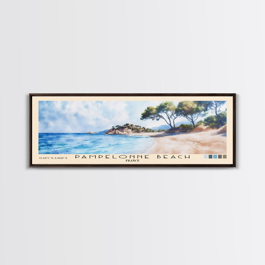 Pampelonne Beach, France Watercolor Print, Vacation Gift, France Wall Art, Beach Painting, Beach Decor, Large Wall Art, Wood Frame Art
