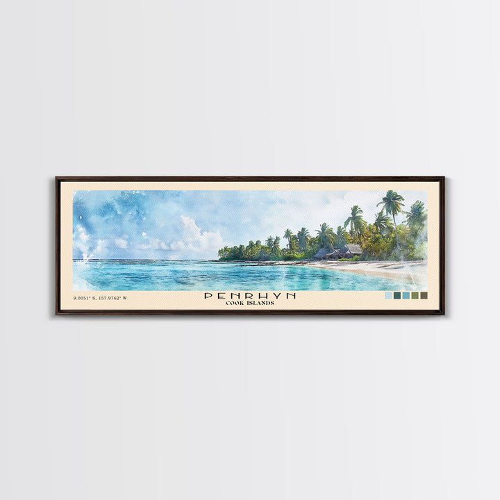 Penrhyn, Cook Islands Watercolor Print, Vacation Gift, Cook Islands Wall Art, Beach Painting, Beach Decor, Beach Or Lakehouse Art