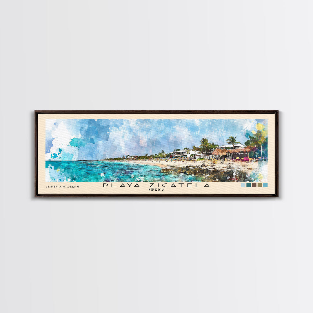 Playa Zicatela, Mexico Watercolor Print, Vacation Gift, Mexico Wall Art, Vacation Wall Art, Vacatation Memories, Beach Decor, Beach Or Lakehouse Art