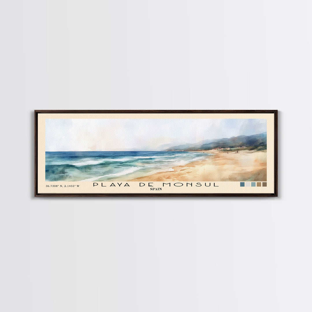 Playa de Monsul, Spain Watercolor Print, Vacation Gift, Spain Wall Art, Beach Painting, Beach Decor, Beach Or Lakehouse Art