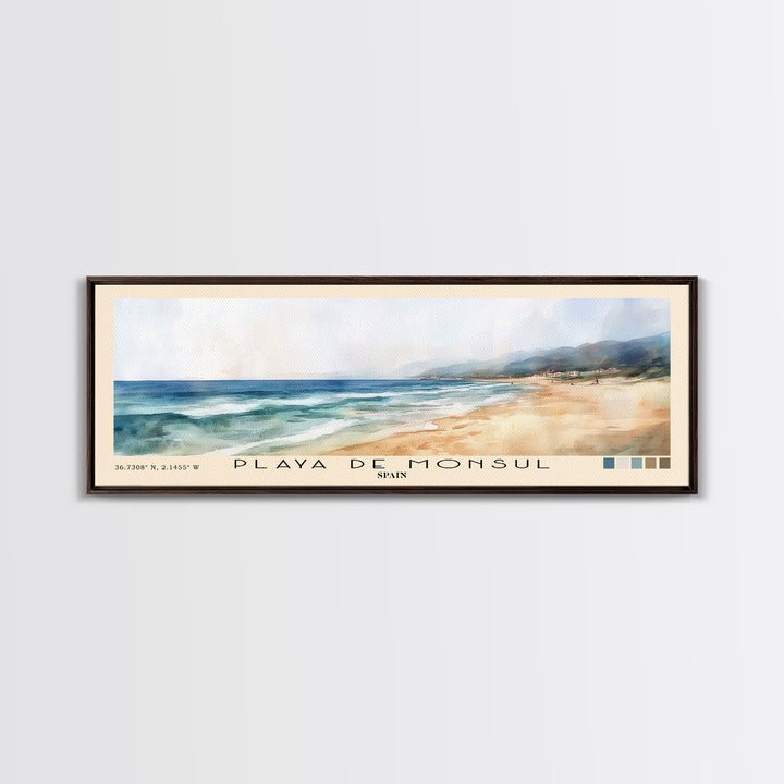 Playa de Monsul, Spain Watercolor Print, Vacation Gift, Spain Wall Art, Beach Painting, Beach Decor, Beach Or Lakehouse Art
