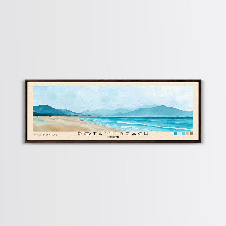 Potami Beach, Greece Watercolor Print, Vacation Gift, Greece Wall Art, Beach Painting, Beach Decor, Beach Or Lakehouse Art