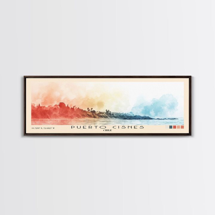 Puerto Cisnes, Chile Watercolor Beach Print, Vacation Gift, Chile Wall Art, Beach Painting, Beach Decor, Beach Painting