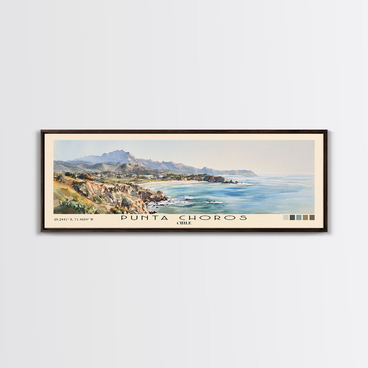 Punta Choros, Chile Watercolor Print, Vacation Gift, Chile Wall Art, Beach Painting, Beach Decor, Large Wall Art, Wood Frame Art