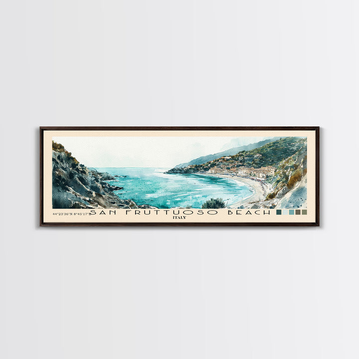 San Fruttuoso Beach, Italy Watercolor Print, Vacation Gift, Italy Wall Art, Vacation Wall Art, Vacatation Memories, Beach Decor, Beach Or Lakehouse Art