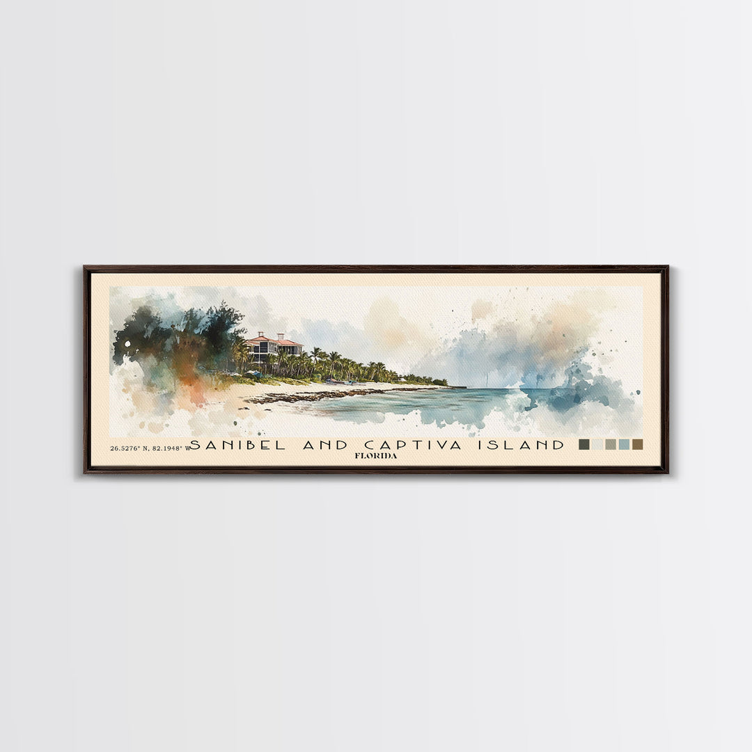 Sanibel and Captiva Island, Florida Watercolor Beach Print, Vacation Gift, Florida Wall Art, Beach Painting, Beach Decor, Beach Painting