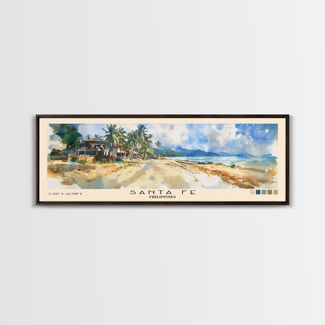 Santa Fe, Philippines Watercolor Beach Print, Vacation Gift, Philippines Wall Art, Beach Painting, Beach Decor, Beach Painting