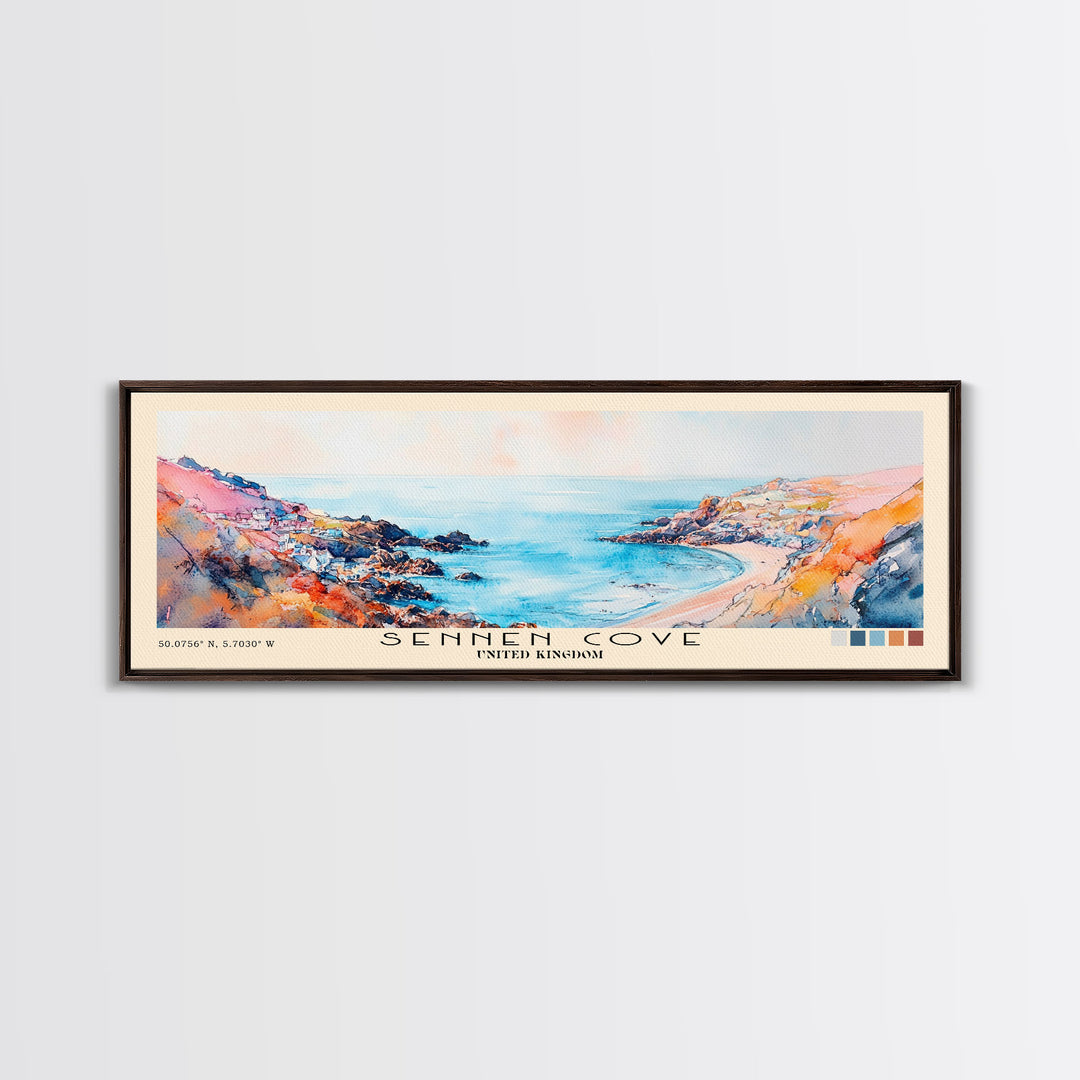 Sennen Cove, United Kingdom Watercolor Beach Print, Vacation Gift, United Kingdom Wall Art, Beach Painting, Beach Decor, Beach Painting