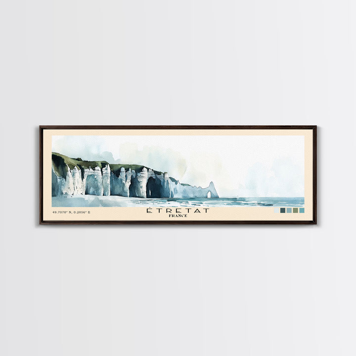Étretat, France Watercolor Print, Vacation Gift, France Wall Art, Beach Painting, Beach Decor, Large Wall Art, Wood Frame Art