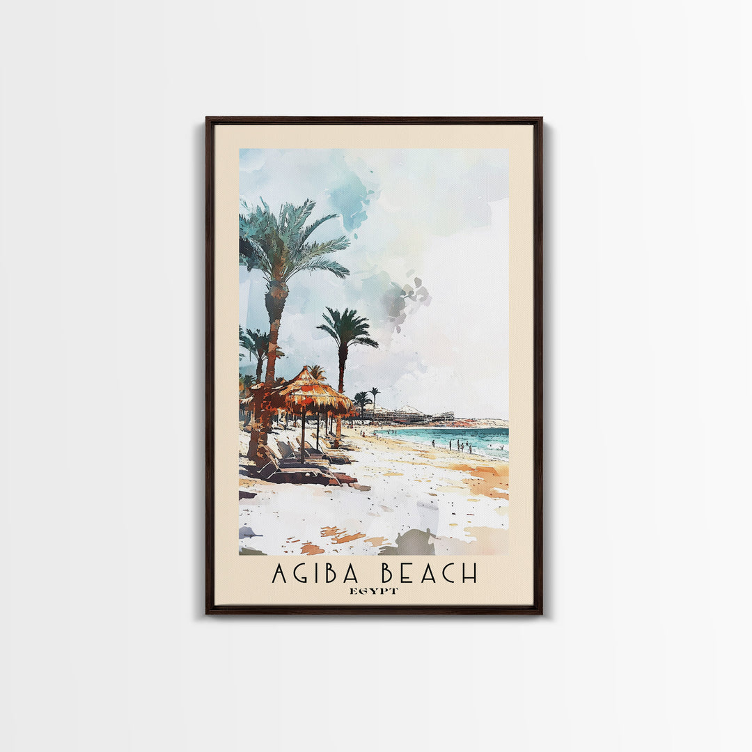 Agiba Beach, Egypt Watercolor Print, Vacation Gift, Egypt Wall Art, Beach Painting, Beach Decor, Beach Or Lakehouse Art