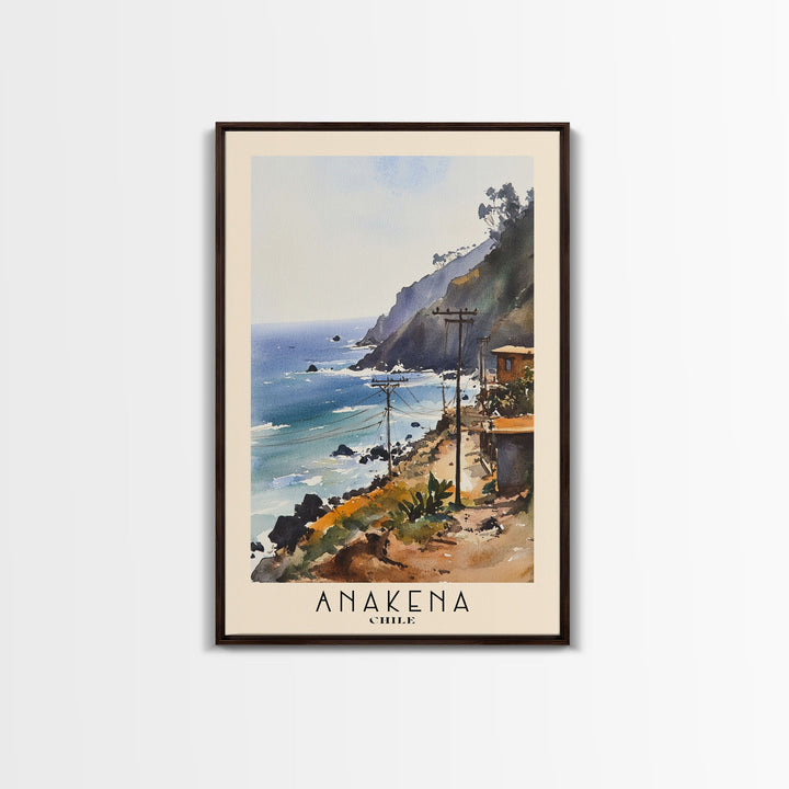 Anakena, Chile Watercolor Print, Vacation Gift, Chile Wall Art, Beach Painting, Beach Decor, Beach Or Lakehouse Art