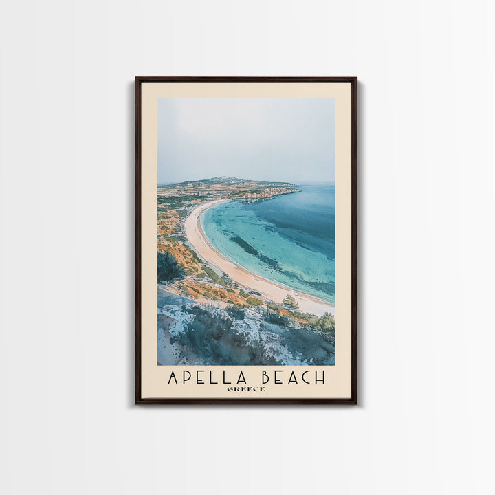 Apella Beach, Greece Watercolor Print, Vacation Gift, Greece Wall Art, Beach Painting, Beach Decor, Beach Or Lakehouse Art