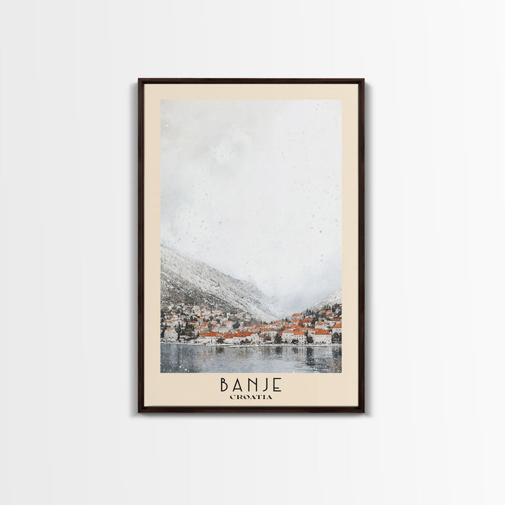 Banje, Croatia Watercolor Print, Vacation Gift, Croatia Wall Art, Beach Painting, Beach Decor, Large Wall Art, Wood Frame Art