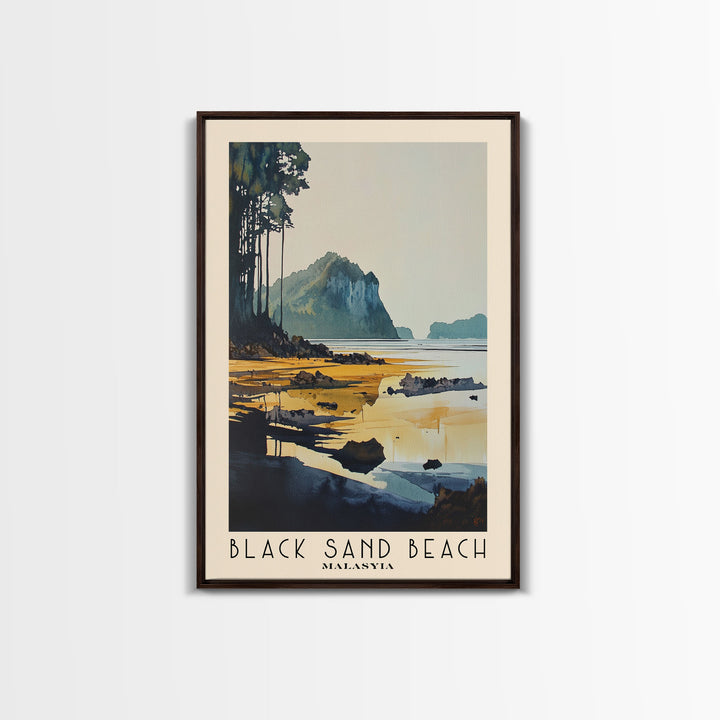Black Sand Beach, Malasyia Watercolor Print, Vacation Gift, Malasyia Wall Art, Beach Painting, Beach Decor, Beach Or Lakehouse Art