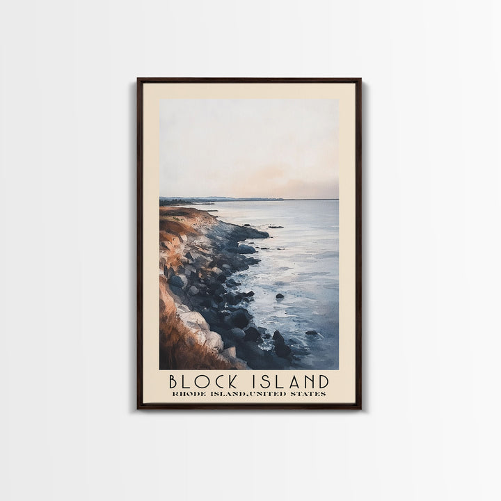 Block Island, Rhode Island,United States Watercolor Print, Vacation Gift, Rhode Island,United States Wall Art, Beach Painting, Beach Decor, Large Wall Art, Wood Frame Art