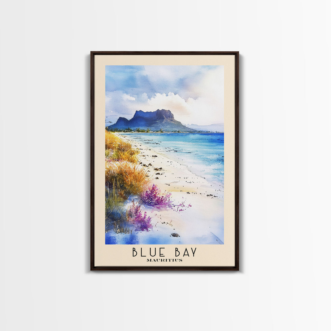 Blue Bay, Mauritius Watercolor Print, Vacation Gift, Mauritius Wall Art, Vacation Wall Art, Vacatation Memories, Beach Decor, Beach Or Lakehouse Art