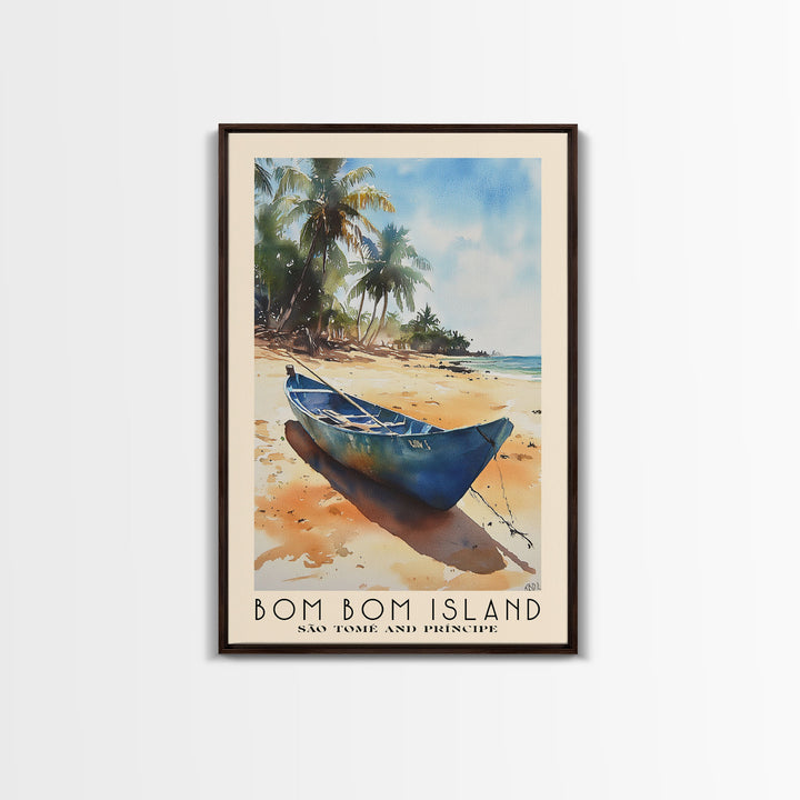 Bom Bom Island, São Tomé and Príncipe Watercolor Print, Vacation Gift, São Tomé and Príncipe Wall Art, Vacation Wall Art, Vacatation Memories, Beach Decor, Beach Or Lakehouse Art