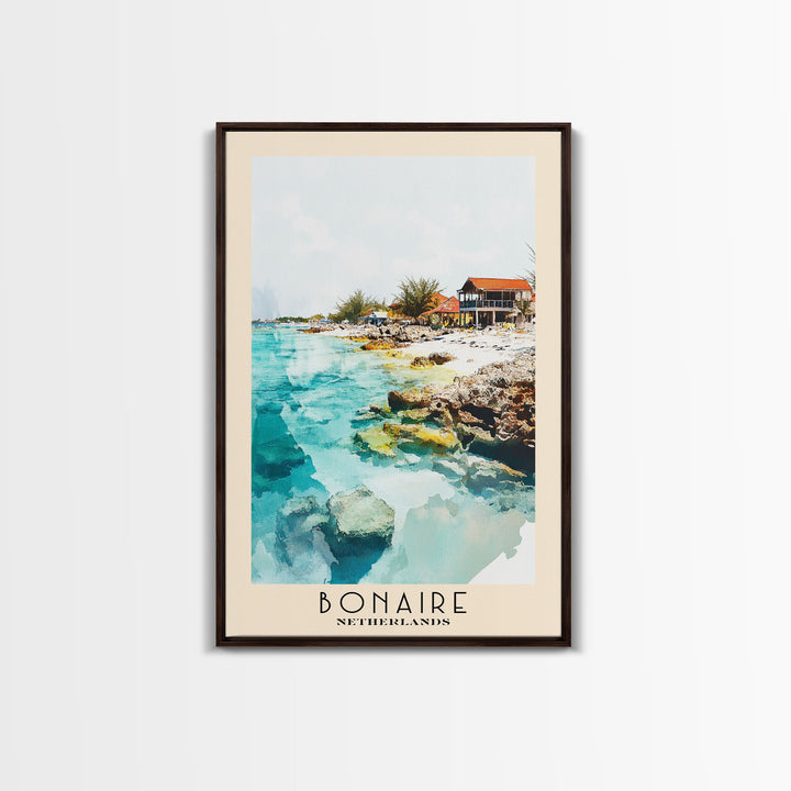 Bonaire, Netherlands Watercolor Print, Vacation Gift, Netherlands Wall Art, Beach Painting, Beach Decor, Beach Or Lakehouse Art