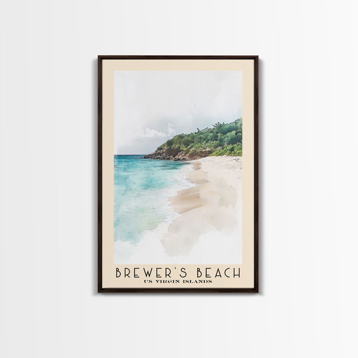 Brewer’s Beach, US Virgin islands Watercolor Print, Vacation Gift, US Virgin islands Wall Art, Beach Painting, Beach Decor, Large Wall Art, Wood Frame Art