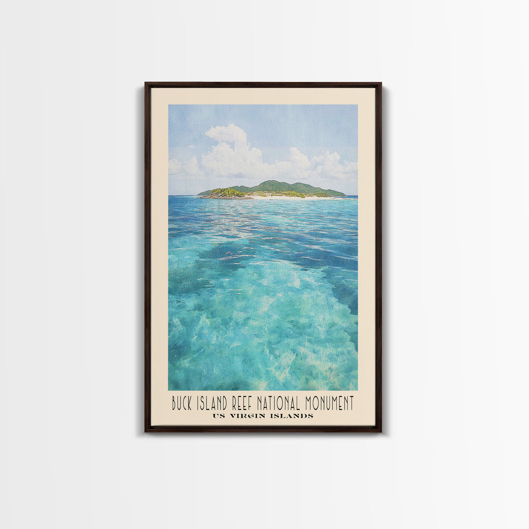 Buck Island Reef National Monument, US Virgin islands Watercolor Print, Vacation Gift, US Virgin islands Wall Art, Beach Painting, Beach Decor, Beach Or Lakehouse Art