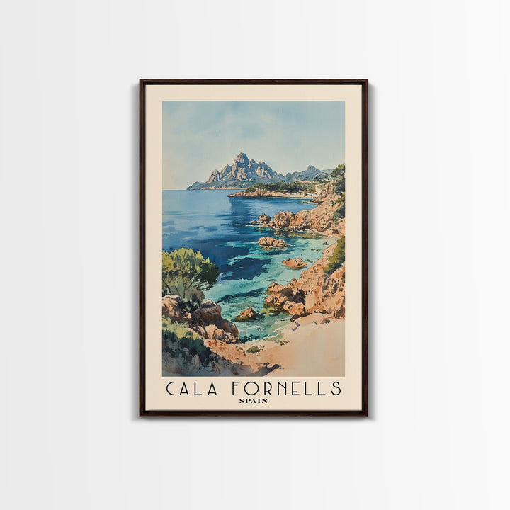 Cala Fornells, Spain Watercolor Print, Vacation Gift, Spain Wall Art, Beach Painting, Beach Decor, Beach Or Lakehouse Art