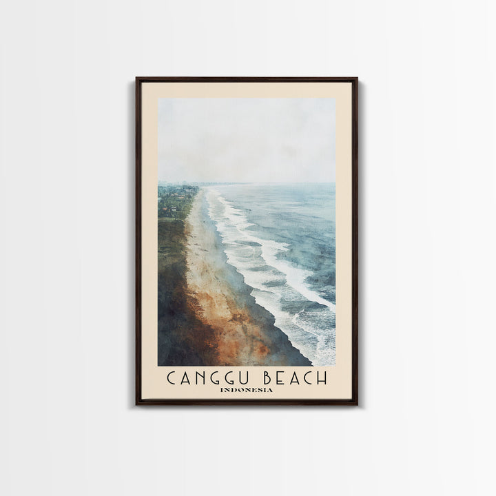 Canggu Beach, Indonesia Watercolor Print, Vacation Gift, Indonesia Wall Art, Beach Painting, Beach Decor, Large Wall Art, Wood Frame Art