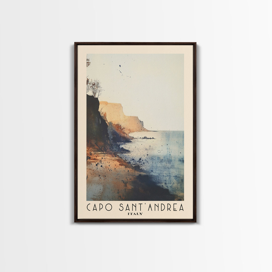 Capo Sant’Andrea, Italy Watercolor Print, Vacation Gift, Italy Wall Art, Beach Painting, Beach Decor, Beach Or Lakehouse Art