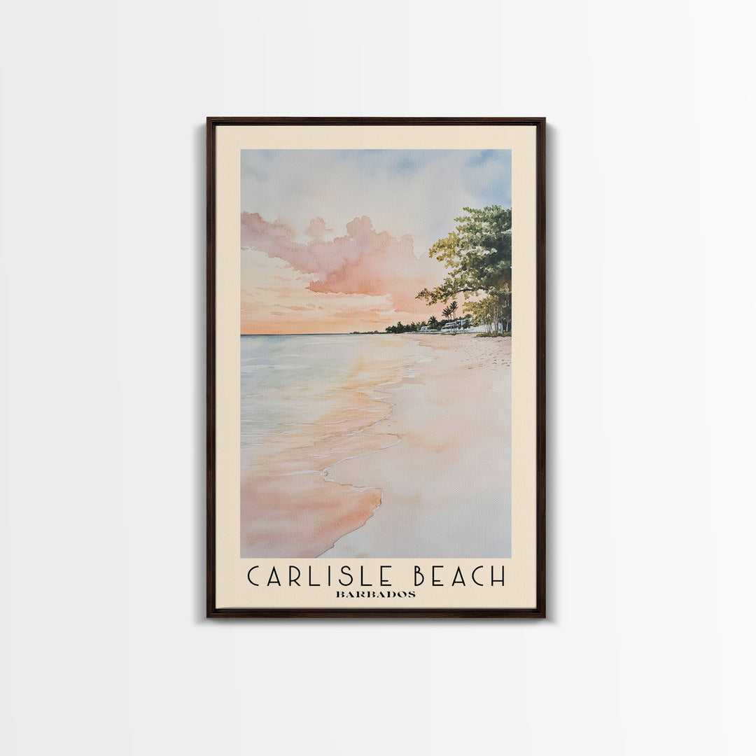 Carlisle Beach, Barbados Watercolor Print, Vacation Gift, Barbados Wall Art, Beach Painting, Beach Decor, Beach Or Lakehouse Art