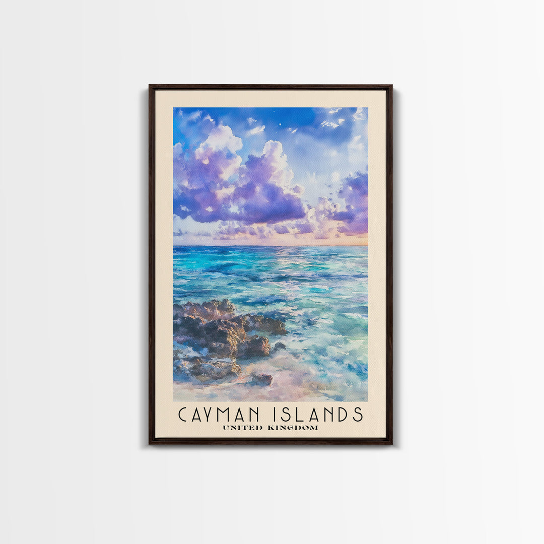 Cayman Islands, United Kingdom Watercolor Beach Print, Vacation Gift, United Kingdom Wall Art, Beach Painting, Beach Decor, Beach Painting