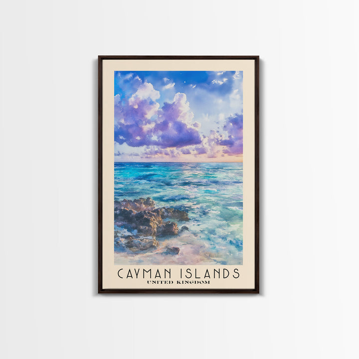 Cayman Islands, United Kingdom Watercolor Beach Print, Vacation Gift, United Kingdom Wall Art, Beach Painting, Beach Decor, Beach Painting