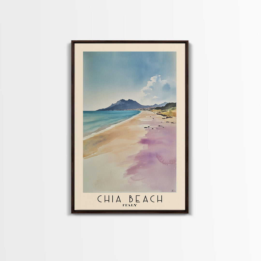 Chia Beach, Italy Watercolor Print, Vacation Gift, Italy Wall Art, Beach Painting, Beach Decor, Beach Or Lakehouse Art